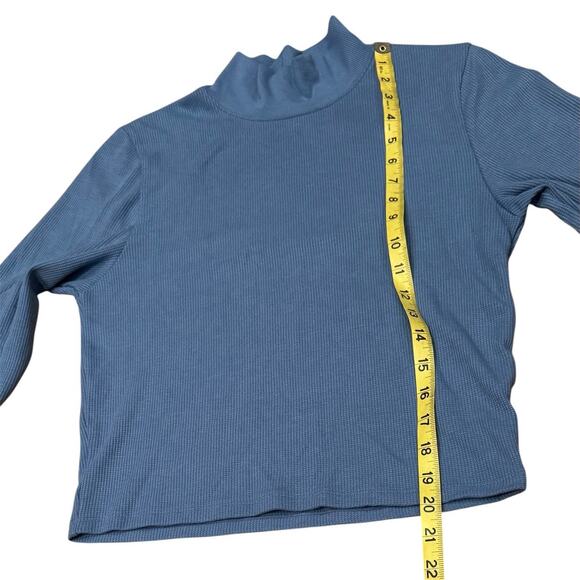 American Eagle AE Blue XL Long-Sleeve Cropped Hey Baby Mock Neck Tee Relaxed - Picture 6 of 7